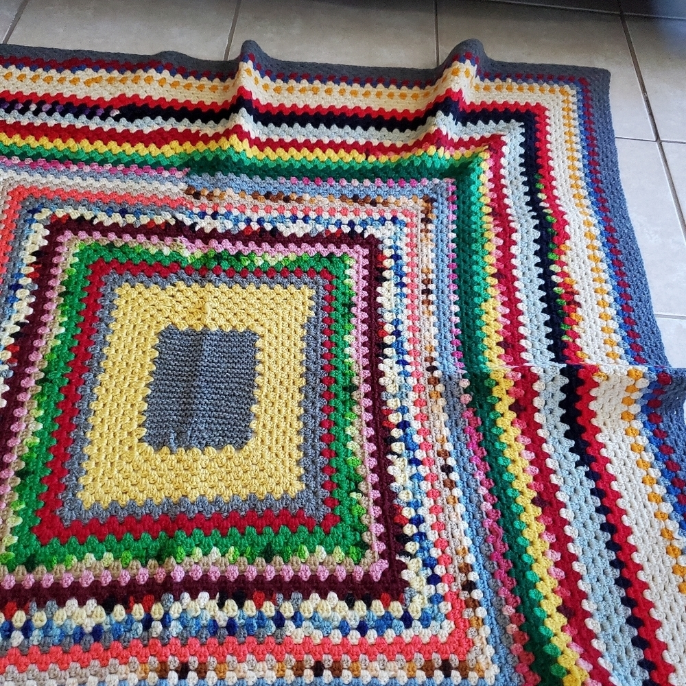 Granny Square Geometric Squares Crochet Blanket Afghan 50 x 50 inches Colorful - Picture 11 of 14